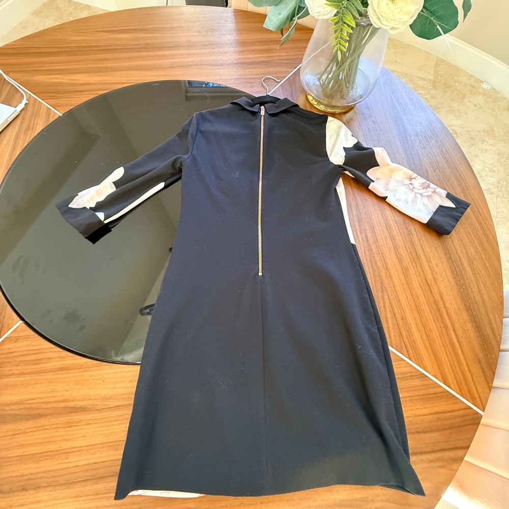 SOLD. Ted Baker Black Dress with Pink Floral Design - Picture 5 of 8